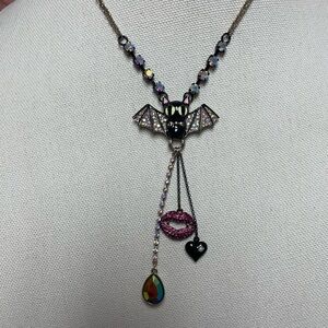 Betsey Johnson Halloween Bedazzled Bat Necklace